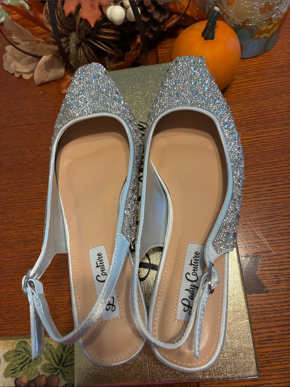 Lady Couture Silver Glitter Slingback Flats